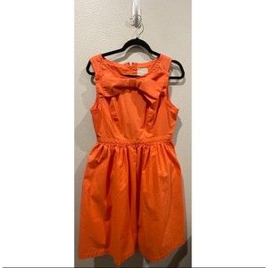 MODCLOTH Sherbert Bow Sleeveless Pockets Orange Mini Dress